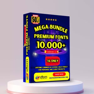 10,000+ Premium Fonts Mega Bundle Cover